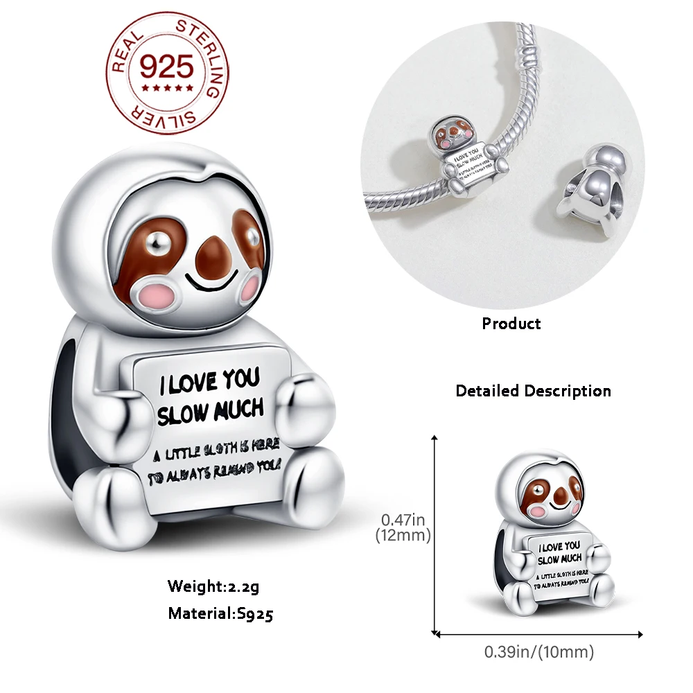 2025 klassischer Komfort-Puppen-Anhänger, tailliertes Armband, DIY-Geschenk für Familie, Freunde, Faultier-Charm, Modeschmuck, Liebes-Urlaubsgeschenk Image