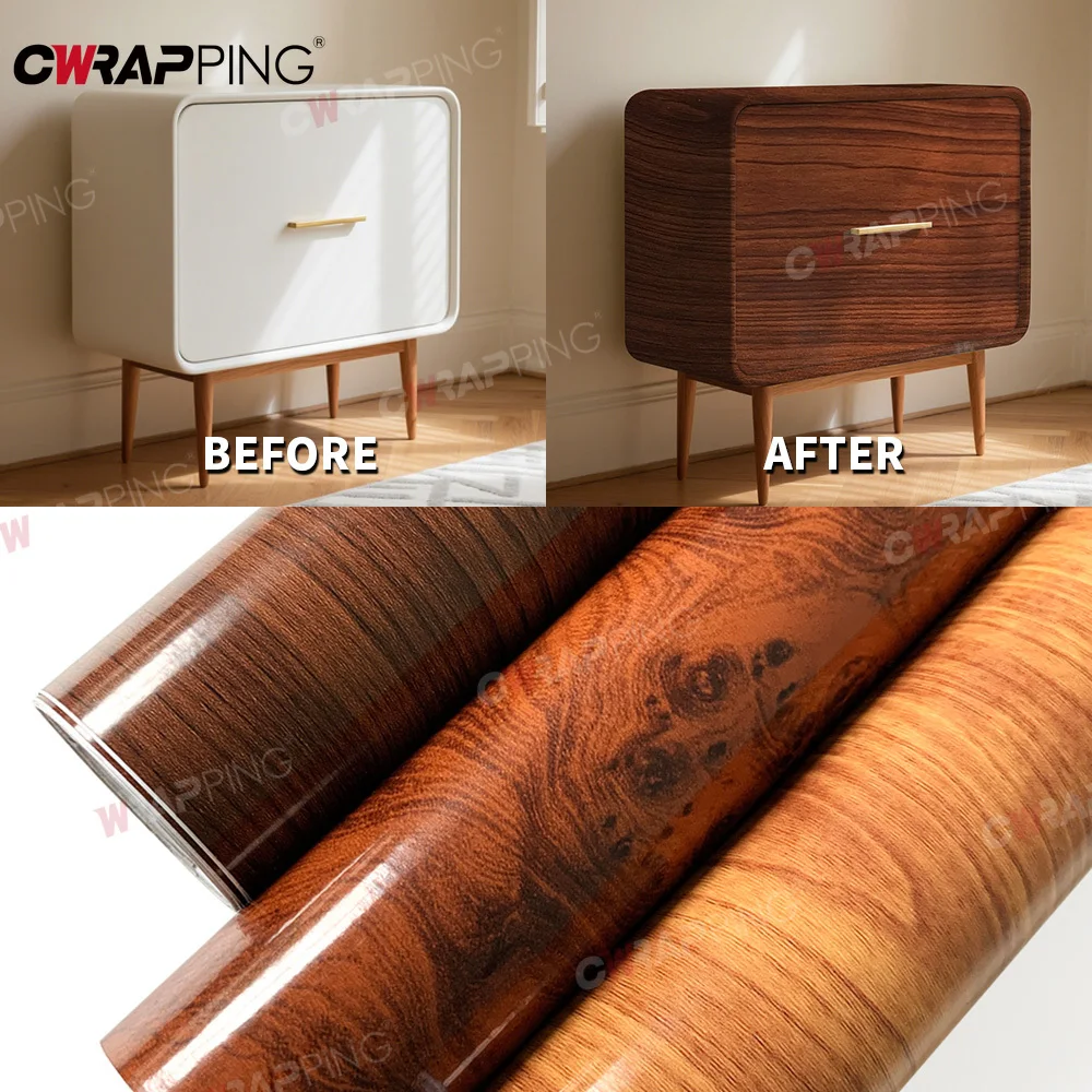 Moderne Holzstreifen-Heimtapeten, PVC, selbstklebender Vinyl-Wandaufkleber in Rollen für Möbel, Wand, Wiederherstellung, dekorative Aufkleber Image
