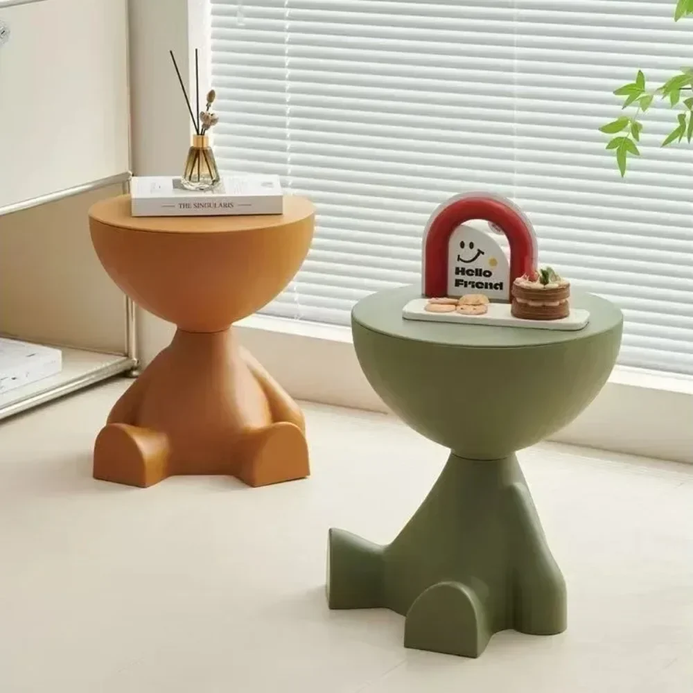 Kreativer Couchtisch mit runden Kanten, einfacher Dekorationstisch für Zuhause, Wohnzimmer, beweglicher Aufbewahrungstisch für Zuhause, cremefarbene Dekoration