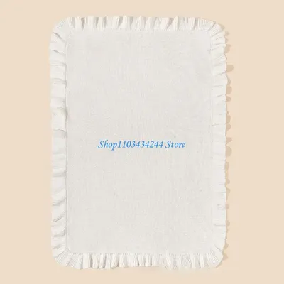 G2TC Cotton Knitted Baby Blanket Newborns Swaddles Wrap Towel with Ruffle Decors, Infant Toddler Bedding Stuff Crib Quilt