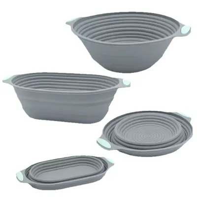 New Silicone Bread Proofing Baskets Foldable Rotundity Bread Baking Basket Fermentation Container Baking Tool Supplies