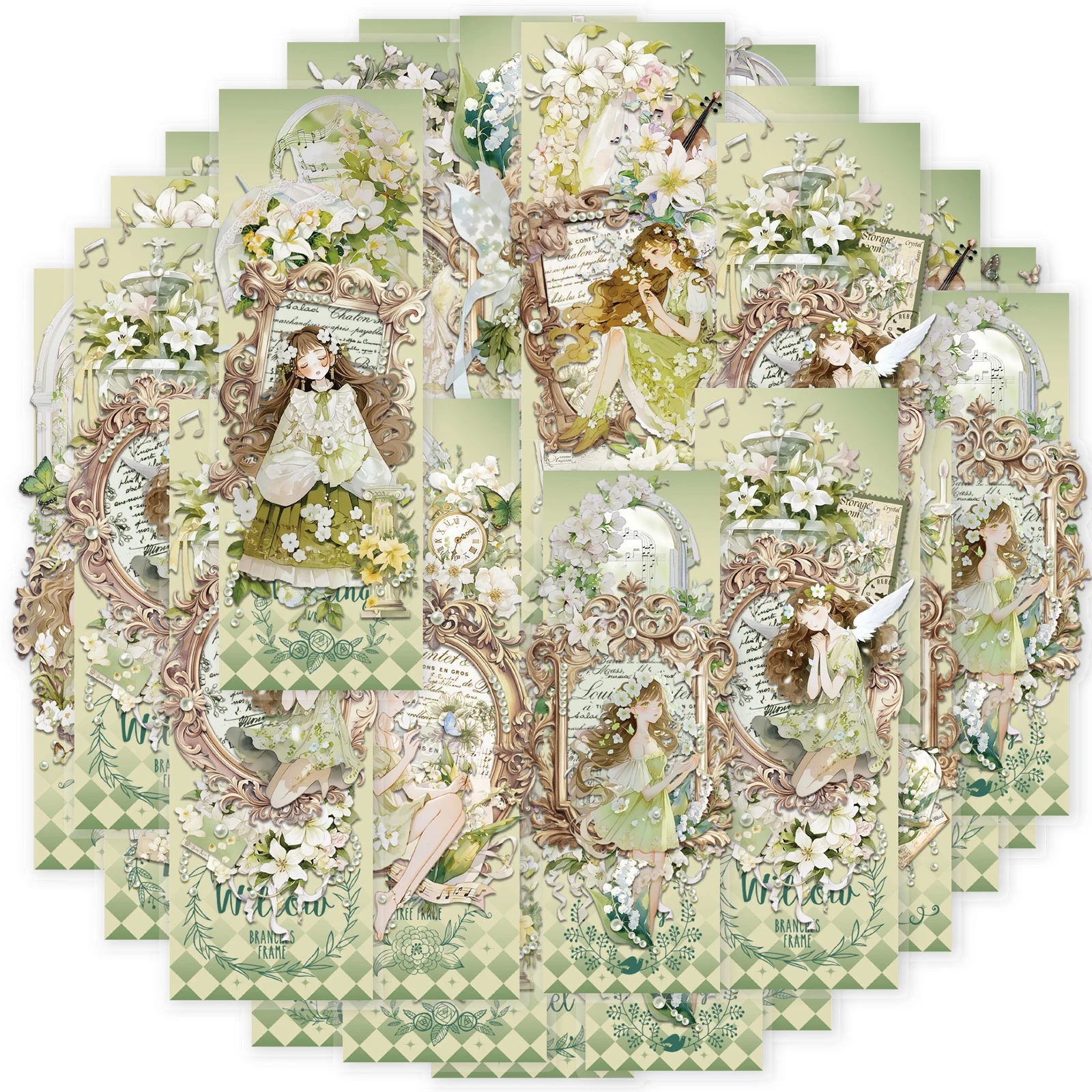 10 Stück Green Field Forest Fairy Lesezeichen-Aufkleber für handgefertigte Sammelalben, DIY-Dekorationen, Bücher und Schulbedarf Image