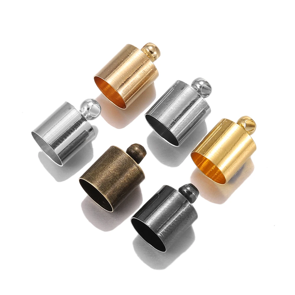 20-50Pcs/lot Tassel Leather Cord End Crimp Caps Beads 3 4 5 6 7 8 9 10 mm End Tip Cap For DIY Necklace Jewelry Making Findings