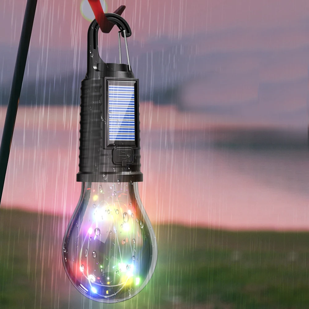 Solarbetriebene LED-Campinglampe mit Clip-Haken, LED-Zeltlicht, wasserdichte LED-Beleuchtung, Laterne für Wandern, Party, Camping, Angeln