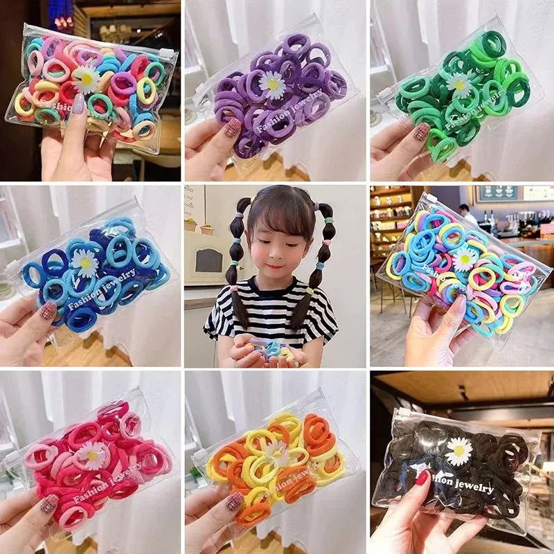 50 Teile/los Candy Farbe Haarbänder für Mädchen Mini Kleine Gummiband Kinder Elastische Haargummis Scrunchies Kinder Haar Seile Zugriffs Image