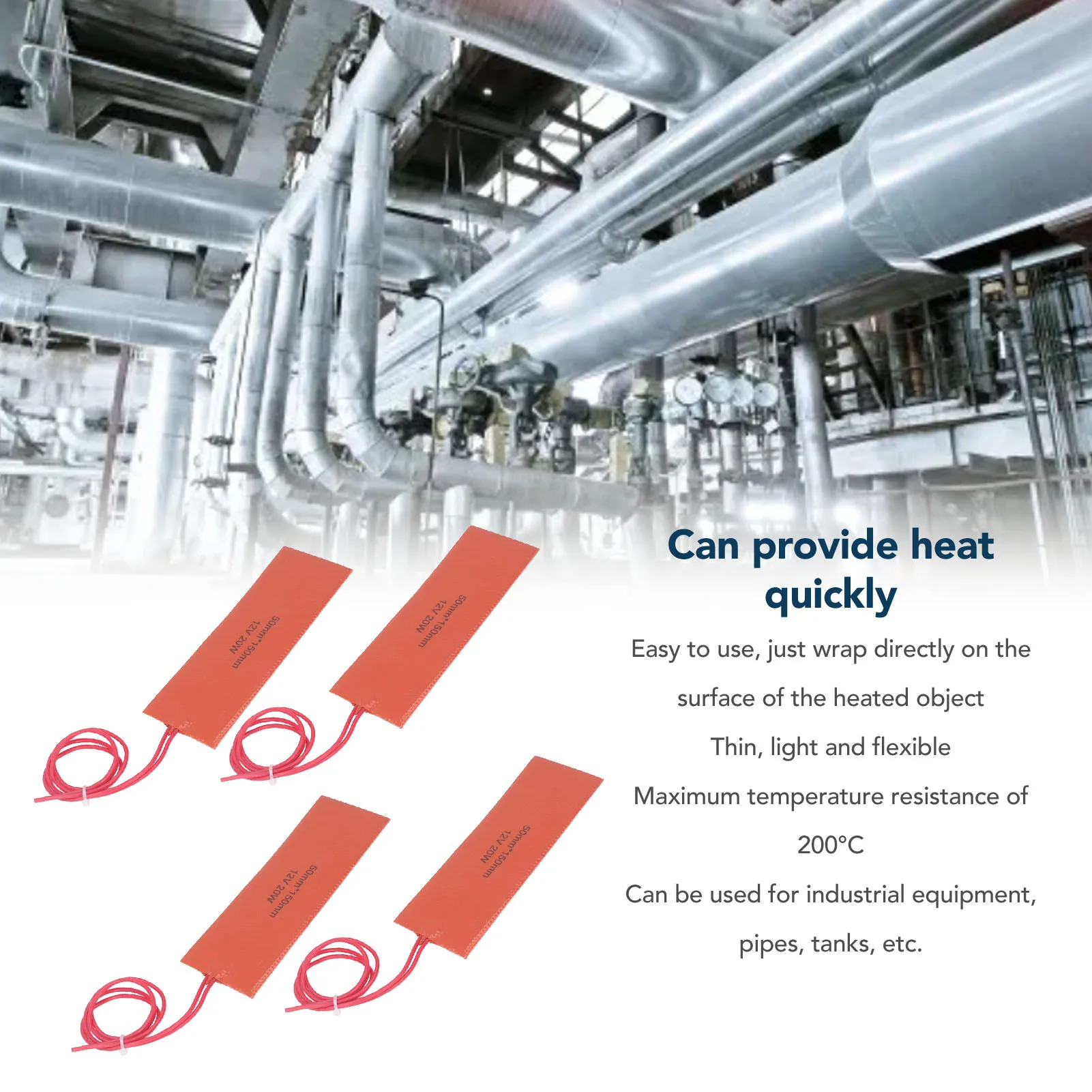 Silikonkautschuk-Heizkissen, Gummi-Heizmatte, einfach zu bedienen, dünn und leicht, 12 V, 20 W, breite Verwendung für Industriegeräte Image