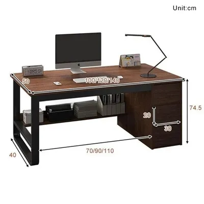 3-Drawer Computer Desk with Storage Shelf Modern Office Working Desk Minimalist Home Gaming Writing PC Table for Bedroom Study