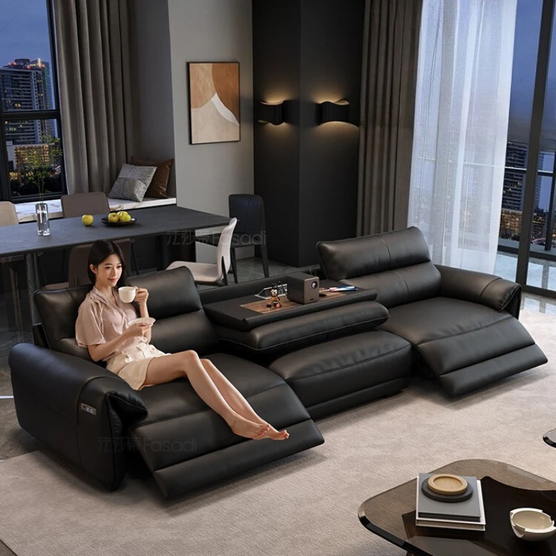 Moderne Sofas aus echtem Leder, italienischer Designer, ästhetisches Hausboden-Elektrosofa, 3-Sitzer-Liegestuhl, Woonkamerbanken-Möbel