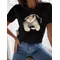 T-shirt da donna T-shirt girocollo con stampa simpatico gatto T-shirt vintage Abbigliamento T-shirt femminile Y2K Top T-shirt manica corta T-shirt casual