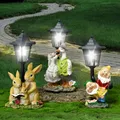 Lampada da giardino solare in resina Figurina carina Luce Animale/Bambino/Gnome Lampada decorativa Prato Cortile Decorazione del giardino