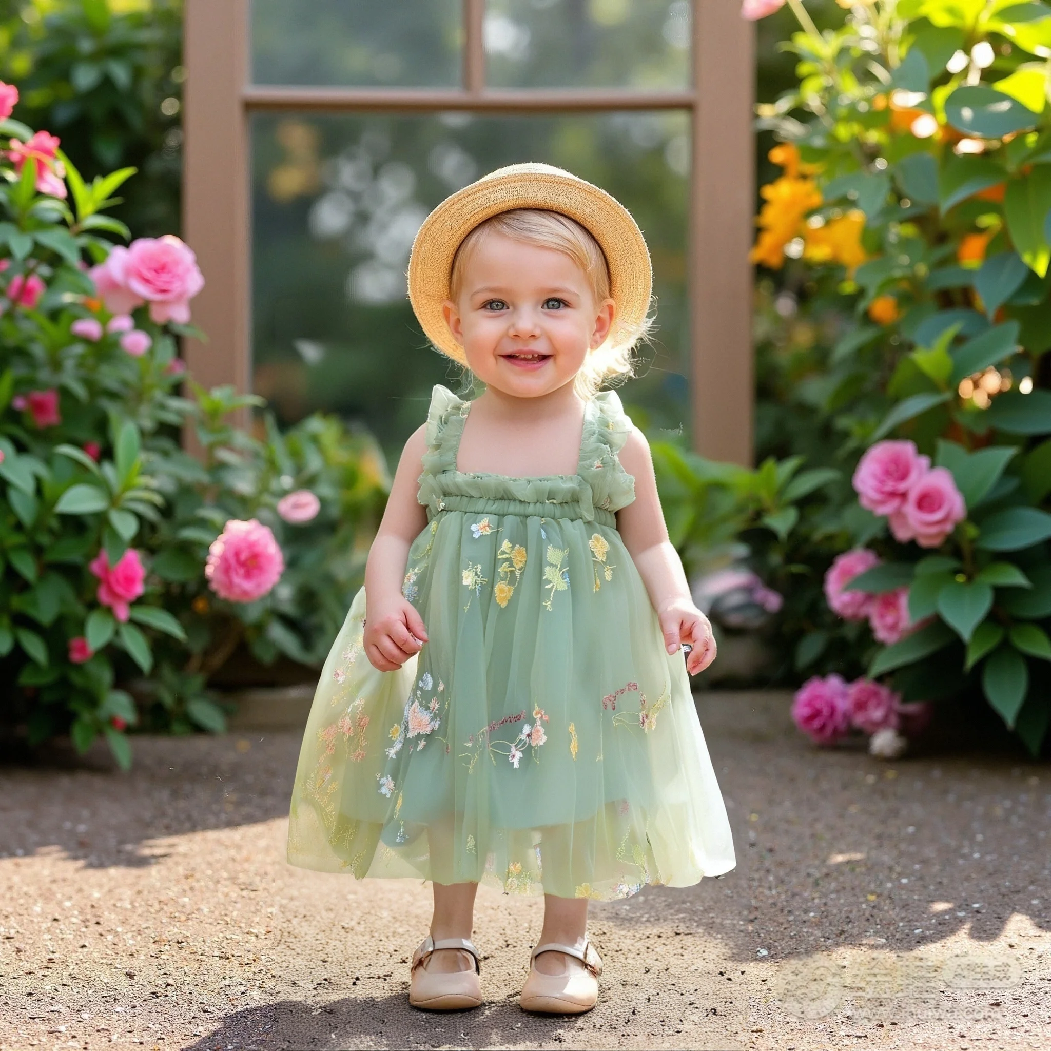 Baby Mädchen Kleid Sommer Und Sommer Mesh Einfarbig Hosenträger Blume Baby Kleider Süße Flauschigen Strand Baby Mädchen Kleidung Image