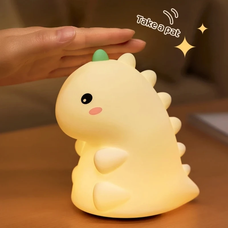 LED Nachtlicht Dinosaurier Silikon Nacht Lampe USB Aufladbare Timing Nachttisch Lampe Zimmer Dekor Kinder Baby nachtlicht Geschenk