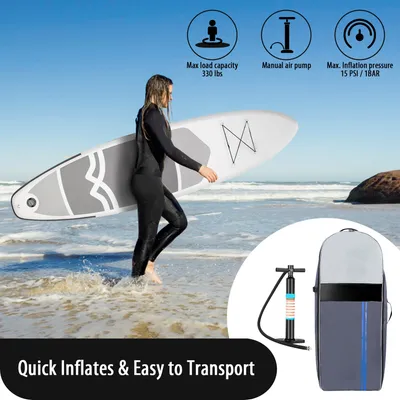 Aufblasbares Stand-Up-Paddle-Board, rutschfest, für alle Fähigkeitsstufen, Surfbrett mit Luftpumpe, Tragetasche, Leine, Standboot für Jugendliche