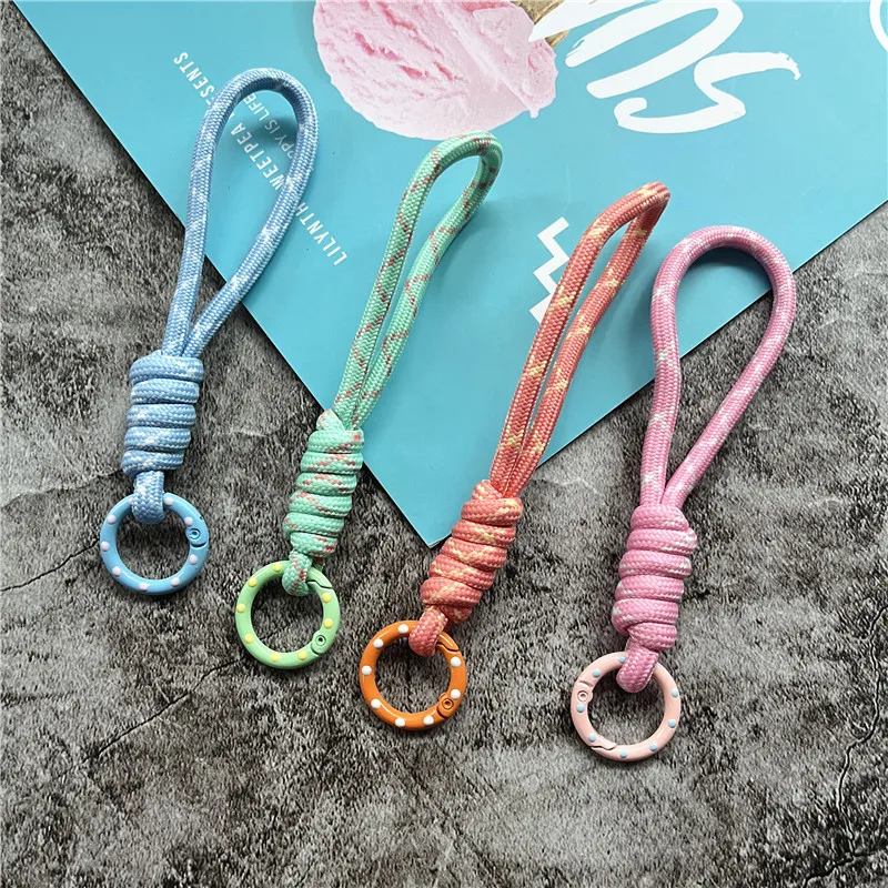 Schlüsselanhänger-Zubehör, kleiner frischer Schlüsselanhänger, Bonbonfarben, Schlüsselanhänger, Lanyard, Anti-Verlust, Auto-Schlüsselanhänger, kurzer Schlüsselhalter, Taschendekoration Image