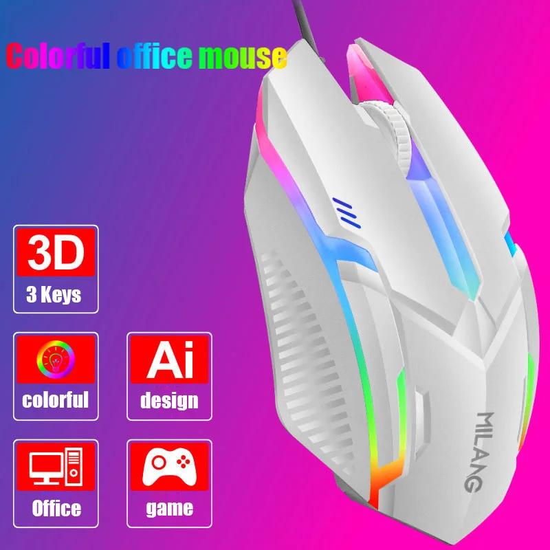 Gaming-Maus, kabelgebunden, M3, bunt leuchtend, elektrisches Bürospiel, USB-Mäuse, Laptop-Zubehör Image