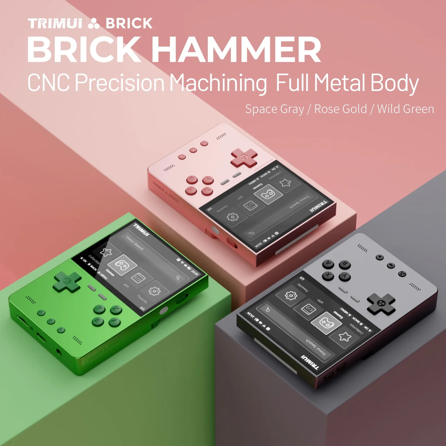 TRIMUI BRICK HAMMER Handheld-Spielekonsole Retro-Videospiele 3,2'' IPS-Bildschirm Vollmetall-CNC-Linux-System Tragbares Gaming