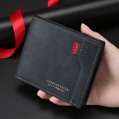 Herren-Business-Multifunktions-Kurzbrieftasche, Geldbörse mit mehreren Karten, Wechseltasche mit Reißverschluss