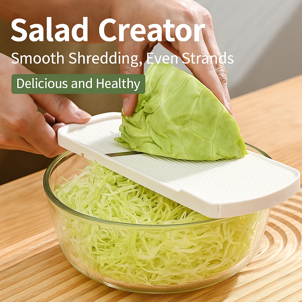 Kohl-Schredder, Slicer, Salat, V-Klinge, Gemüseschneider mit rutschfestem Griff, feine 1-mm-Reibe für Coleslaw Image
