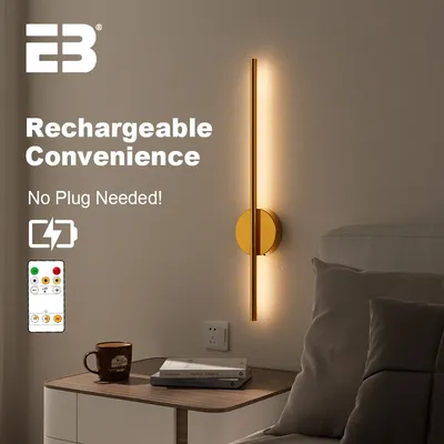 2 Packs Wall Light Sconces Battery Operated Gold Wireless Wall Lights Indoor LED Usb Rechargeable Interior Wall Sconce 60cm