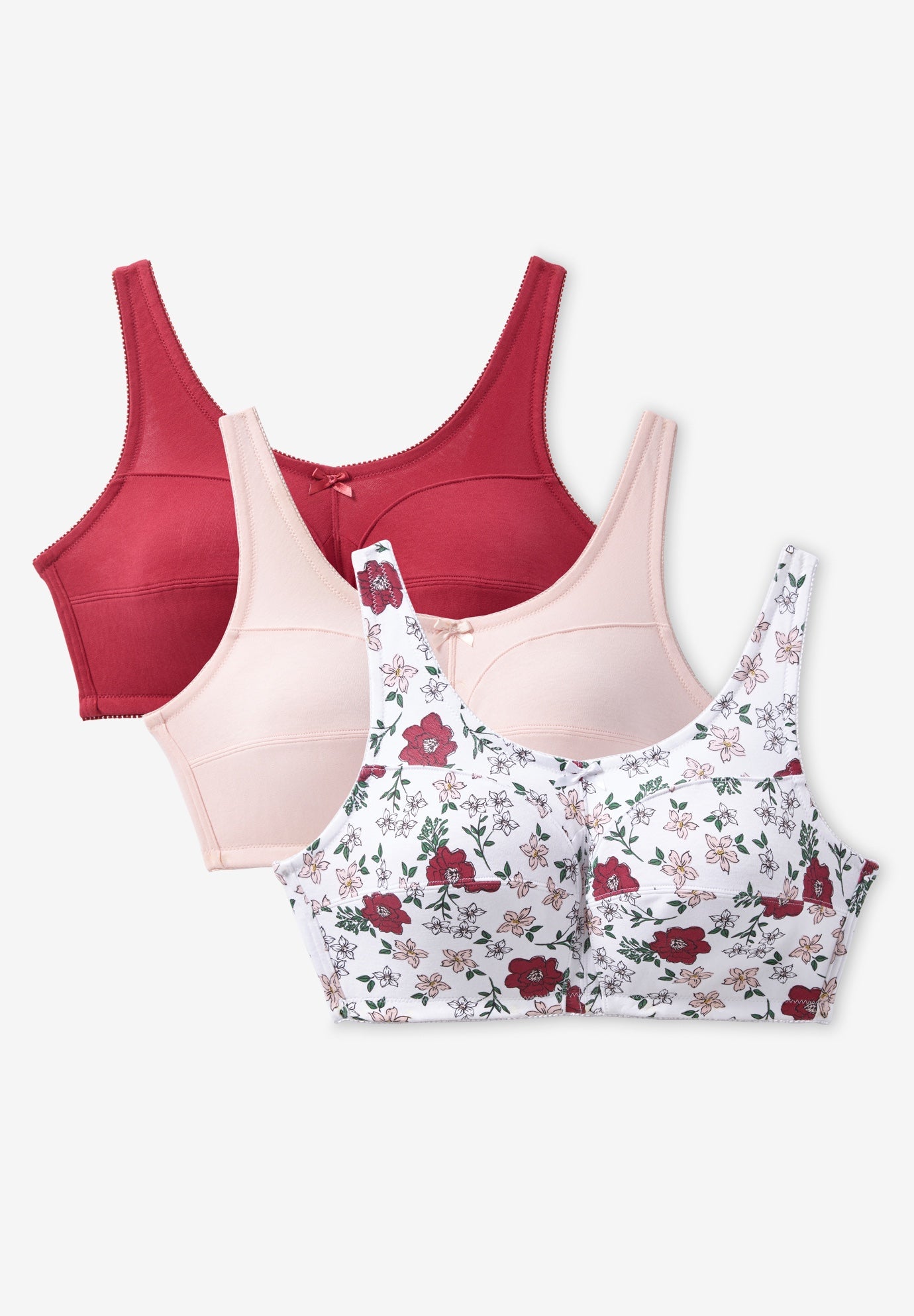 Plus Size Women's 3-Pack Cotton Wireless Bra by Comfort Choice in Shell Pink Assorted (Size 38 C)
