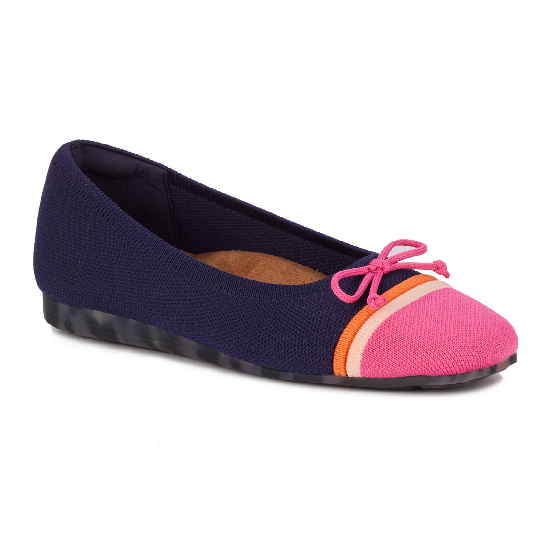 Women's Noelle Knit Flat by Ros Hommerson in Navy Pink Knit (Size 6 1/2 M)