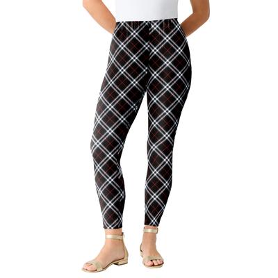 Plus Size Women's Plus Size Ankle Length Essential Stretch Legging by Roaman's in Black Bias Tartan (Size M) Activewear Workout Yoga Pants