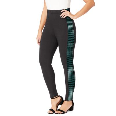 Plus Size Women's Everyday Stretch Cotton Legging by Jessica London in Green Diamond Geo (Size 12)