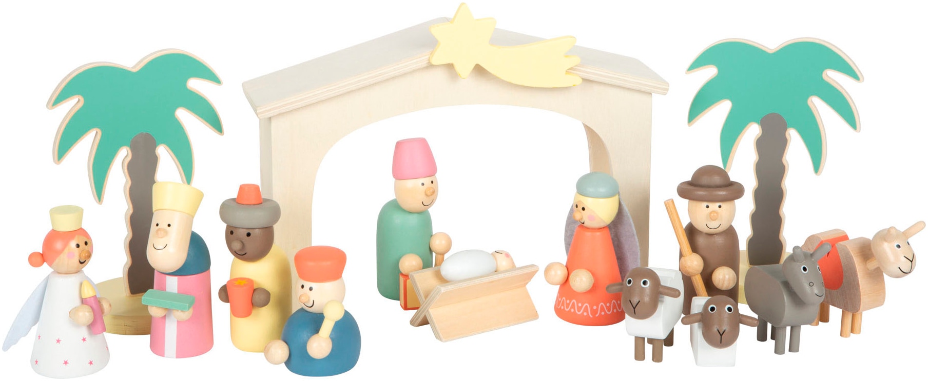 Spielfigur SMALL FOOT "Spielset Krippe Weihnachtsgeschichte", beige (natur), Spielfiguren, Jungen, Holz