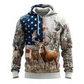 Per uomo Cervo Felpa con Cappuccio Felpa Moda Classico Girocollo All'aperto Caccia Bianco Marrone Coulisse Autunno Inverno progettista