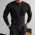 Per uomo Felpa Maglione A Coste Maglia Top Regolari Lavorato a maglia Slim Fit Semplice Henley Maglieria Contemporaneo Casuale Abbigliamento quotidiano Abbigliamento Autunno Nero Bianco M L XL