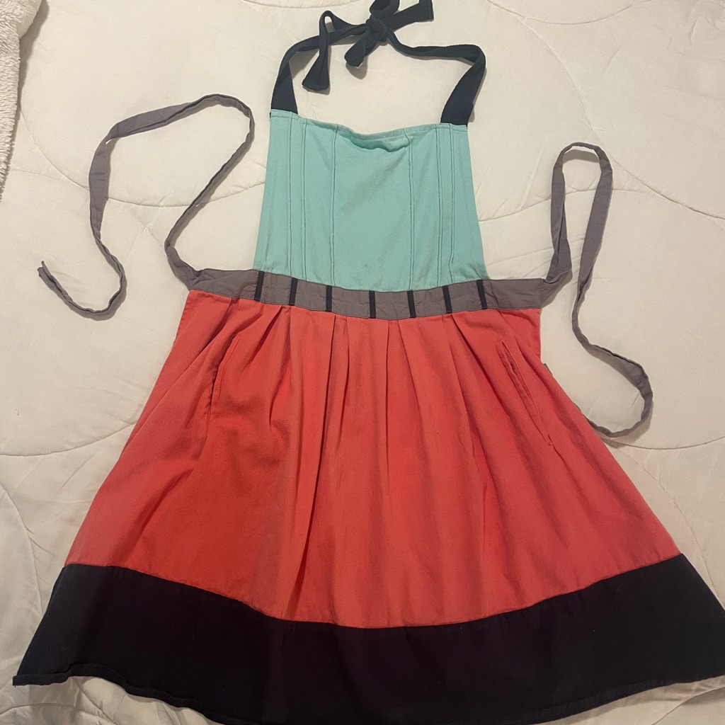 Anthropologie Kitchen | Anthropologie Teal And Coral Apron | Color: Blue/Pink | Size: Os