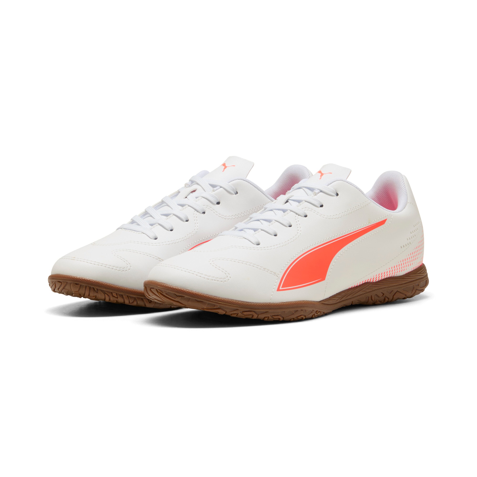 Fußballschuh PUMA "VITORIA II IT", Herren, Gr. 45, puma weiß, glowing rot, Synthetik, Schuhe Fußballschuh, für Halle und Straße