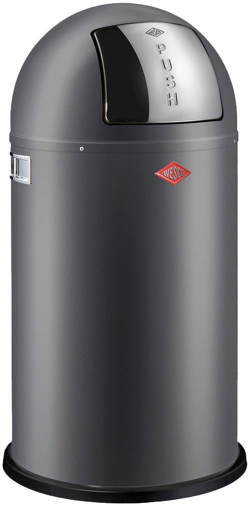 Mülleimer WESCO "Pushboy", grau (graphit matt), B:40cm H:75,5cm T:40cm, Stahlblech, Mülleimer, Abfallsammler, 50 Liter Image