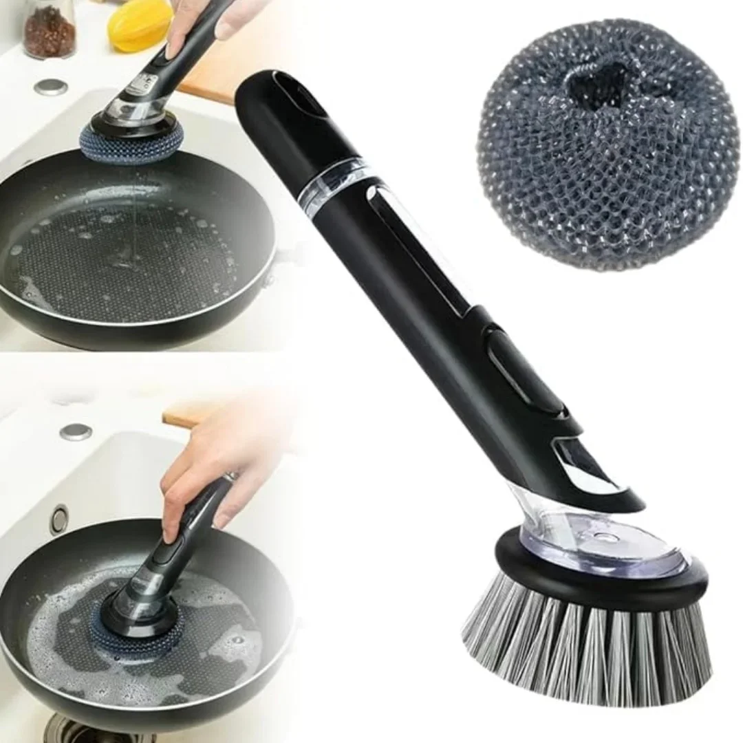 Brosse à vaisselle avec distributeur de savon, brosse à vaisselle à Long manche avec têtes remplaçables, brosse à récurer la vaisselle de cuisine, brosse à savon, nouvelle collection