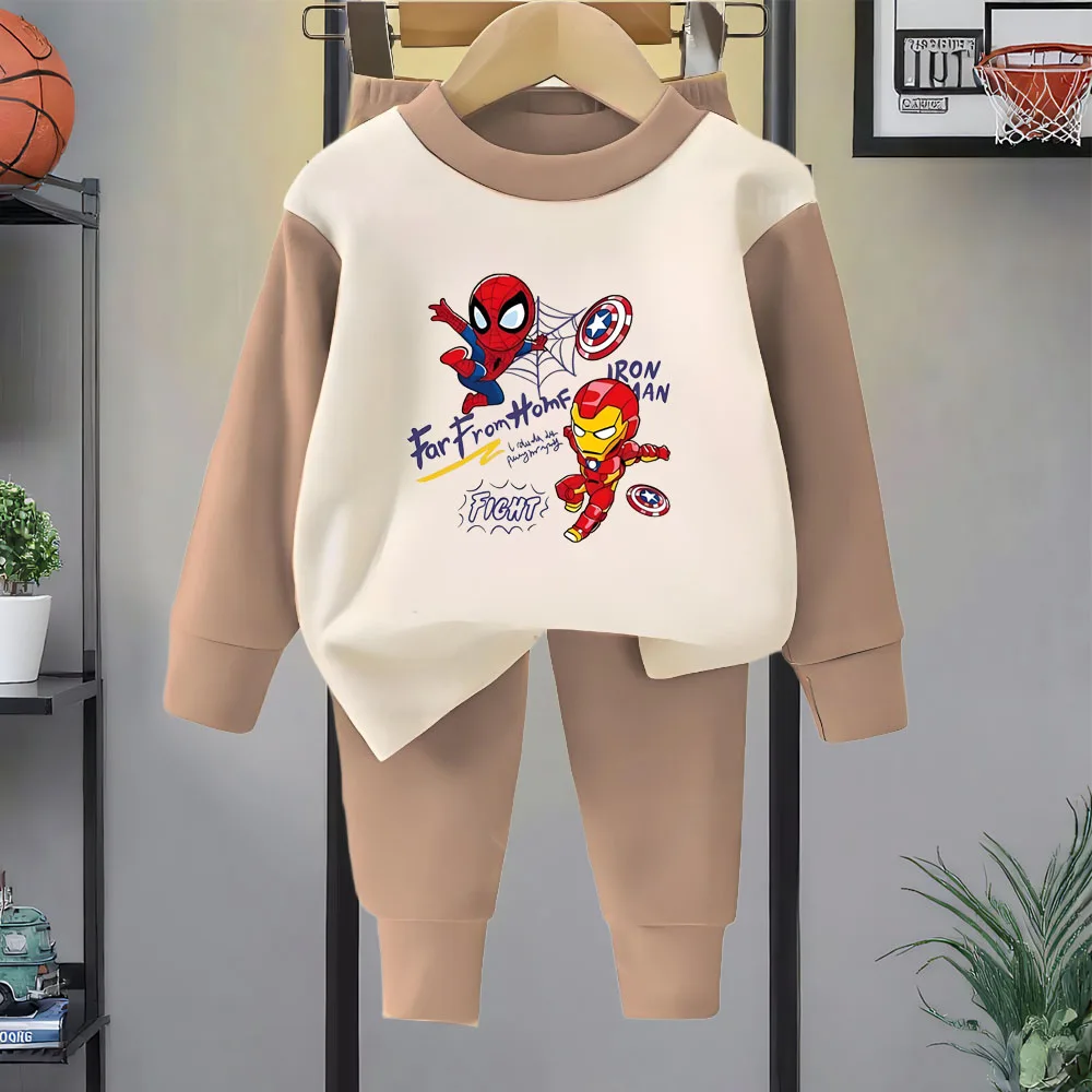 Printemps automne ensembles de vêtements pour enfants vêtements de nuit pour garçons vêtements enfants Anime Spiderman Pyjamas ensemble doux Dralon Iron Man Pijamas nouveau
