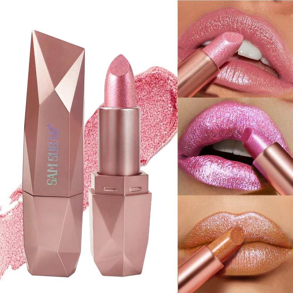 Diamant-Glitzer-Lippenstift, langlebig, wasserfest, feuchtigkeitsspendend, hochpigmentiert, metallischer Glanz, perlmuttartig, antihaftbeschichtet, Lippenfarbe Image
