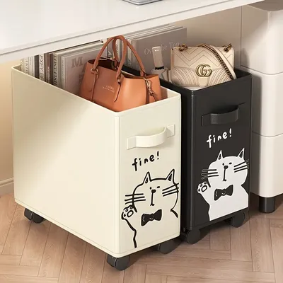 Workplace storage basket, desk-under storage rack with wheels, movable storage rack for dormitory floor