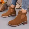 Herbst Winter Neue Modische Vielseitige frauen Stiefel Elegante Einfache Runde Kopf Platz Ferse Mid mit hohen absätzen Stiefel frauen Schuhe