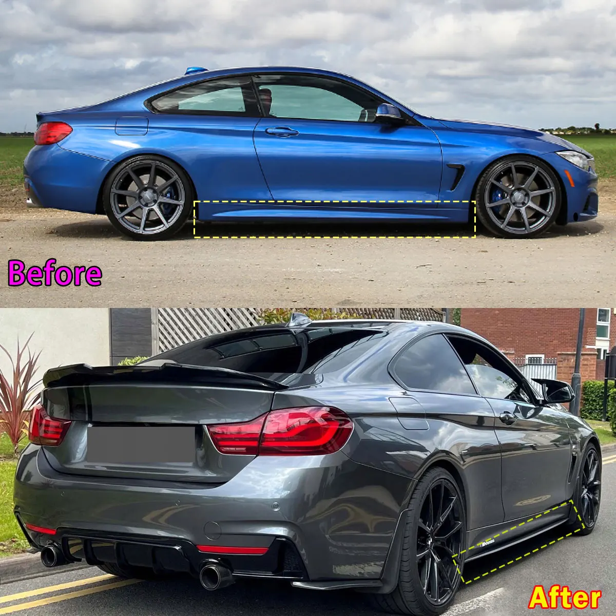 Seitenschwellerverlängerungen Stoßstangenlippe für BMW 4er F32 F33 F36 430i 435i 440i 420i 428i mit M Sport 2014 2015 2016 2017-2020 Image