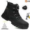 Männer Wasserdichte Sicherheit Stiefel Unzerstörbar Stahl Kappe Arbeit Stiefel Stichsichere Anti-smash Sicherheit Schuhe Biker Botas Para hombre