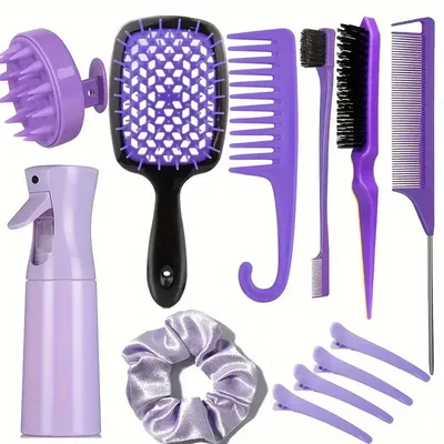 12pc Hair Styling Tool Set-Shampoo Brush,Spray Bottle,Shower Comb Barber Styling Tool Hair Styling Accessories for All Hair Type