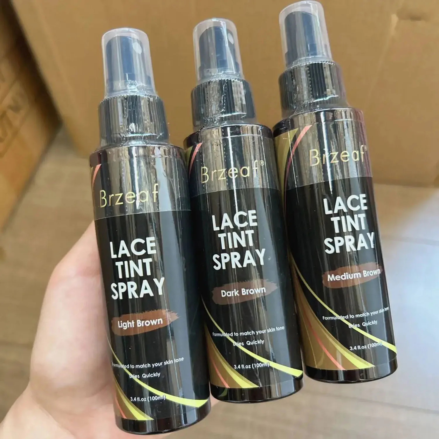 Dunkelbraunes Mittelbraunes hellbraunes Spitzentönungsspray für Spitzenperückenverschlüsse 100 ml – Färbespray für Frontalperücken Image