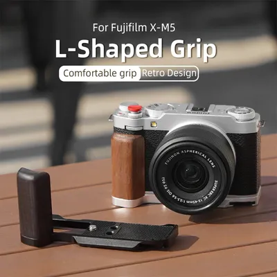 Kamerakäfig-Set für Fujifilm XM5 Fuji X-M5 Kamera, L-förmiger Griff, Holzgriff, Griff aus Aluminiumbasis, L-Platine und Kamerazubehör