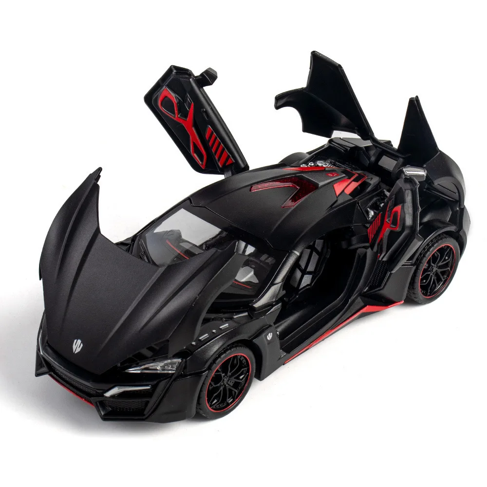 1:24 Lykan Supercar Legierung Diecast Auto Modell Spielzeug Simulation Limousine Zurückziehen Sound Licht Erweiterte Dekorative Spielzeug für Jungen Image