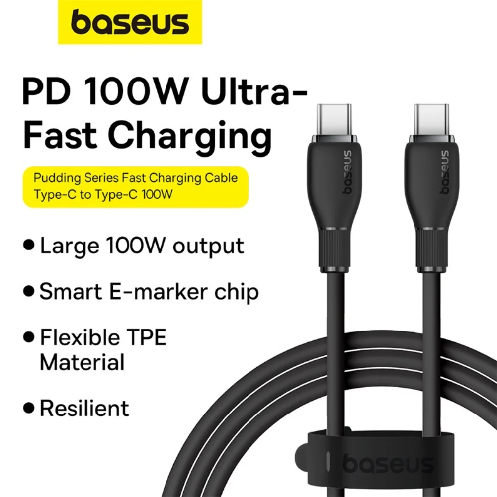 Baseus 100 W USB-C-auf-C-Kabel, schnelles Aufladen, Typ C PD 3.0, geflochtenes Nylon, 1,2 m, für MacBook, Samsung, iPad, iPhone 17 16 15 Pro Max Image