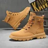 Mode Gelb männer Motorrad Stiefel Design Stiefeletten Männer Arbeit Schuhe Non-slip Outdoor Biker Stiefel für Männer botas para hombre