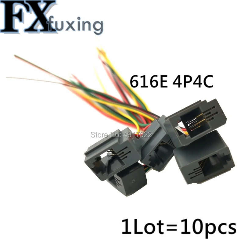 10 Pcs 616E 4P4C RJ11 Female Telephone Connector Adapter 4 Wires 8cm Four-core Crystal Head Entry Block 4P Crystal Head socket