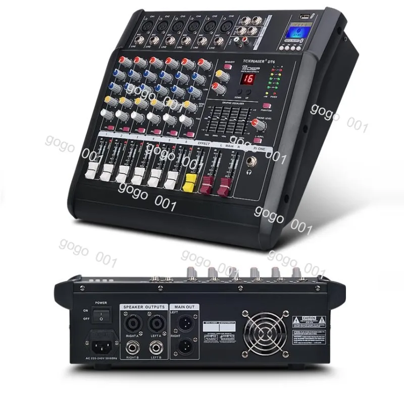 „6-Kanal-Mischverstärker mit Bluetooth, tragbares PA-System für Karaoke, Hochzeit, Bühne, Konferenz, DJ-Sound“ Image