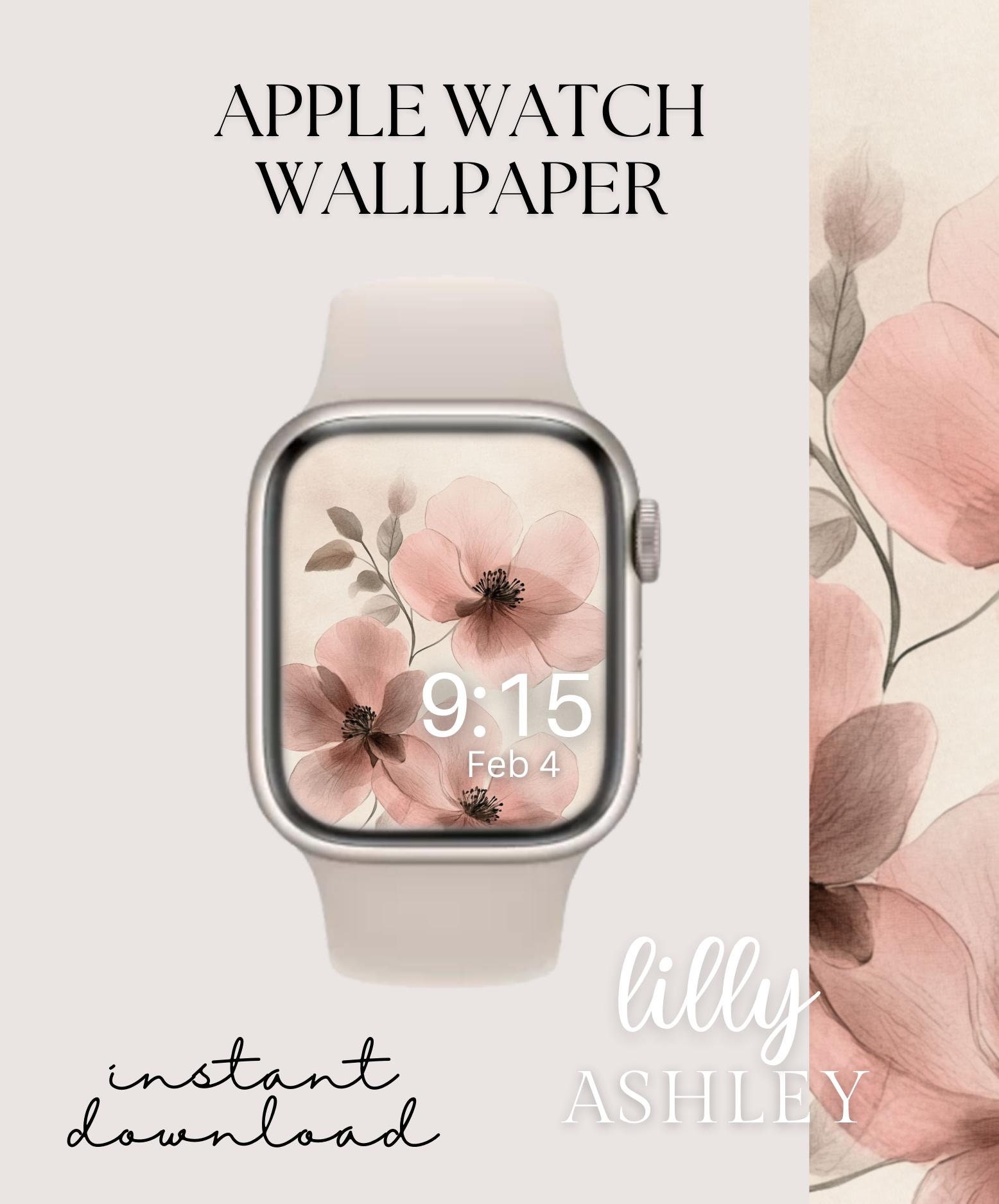 Quadrante floreale per Apple Watch, sfondo per orologio, sfondo per Apple Watch da donna, grazioso quadrante per Apple Watch scaricabile con estetica