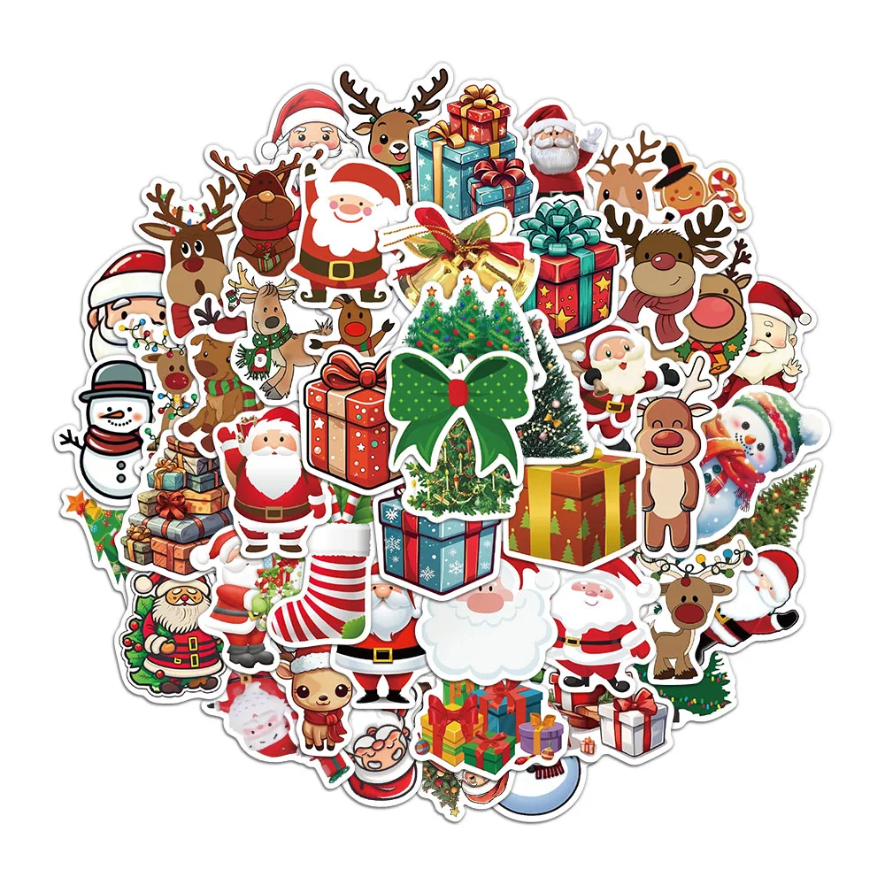 50pcs Weihnachten themen orientierte Aufkleber niedlichen Cartoon Konto Buch Telefon Fall Laptop Koffer Wasser Tasse wasserdichte Aufkleber Image